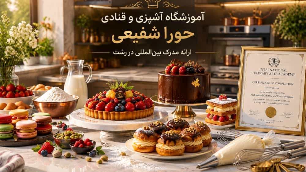 آموزشگاه آشپزی و قنادی حورا شفیعی در رشت با مدرک بین‌ المللی
